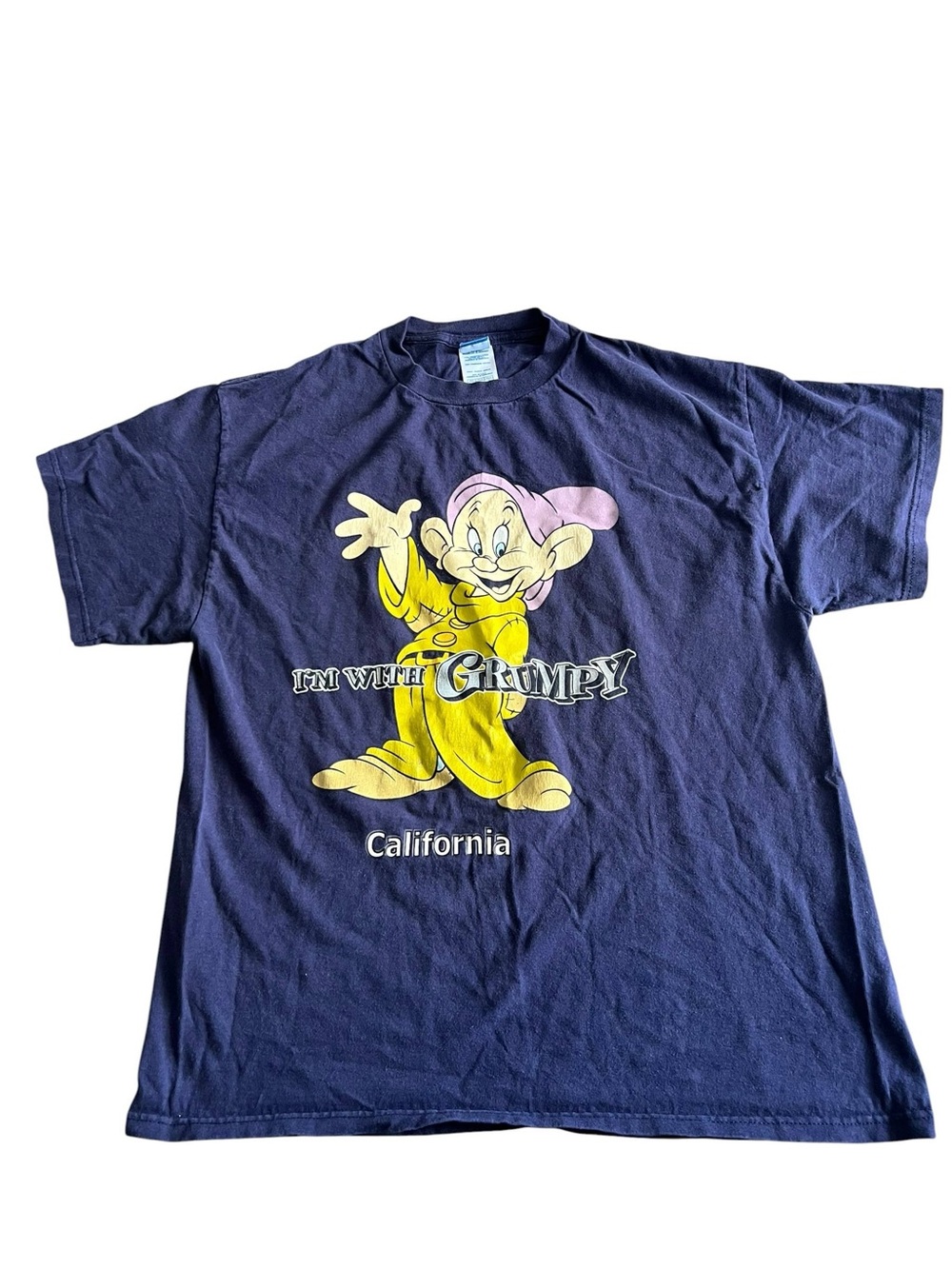 Vintage Disney Snow White Grumpy T-shirt Blue Size L California (175)